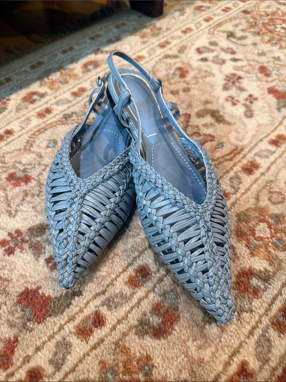Dolce Vita Sky Blue Woven Pointed Slingback Flats